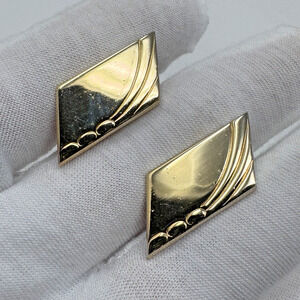 Vintage FOSTER Gold Tone Cufflinks Geometric Art Deco Style 28mm Pair
